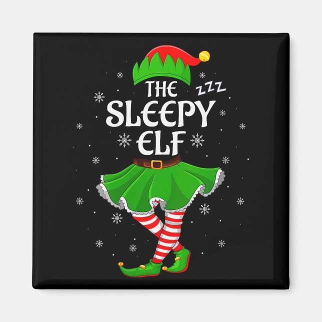 Aimant Womens Sleepy Elf Christmas Family Girls Women Elf (Devant)