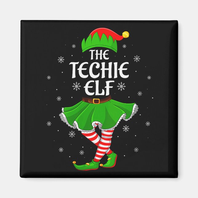 Aimant Womens Techie Elf Christmas Family Girls Women Elf (Devant)