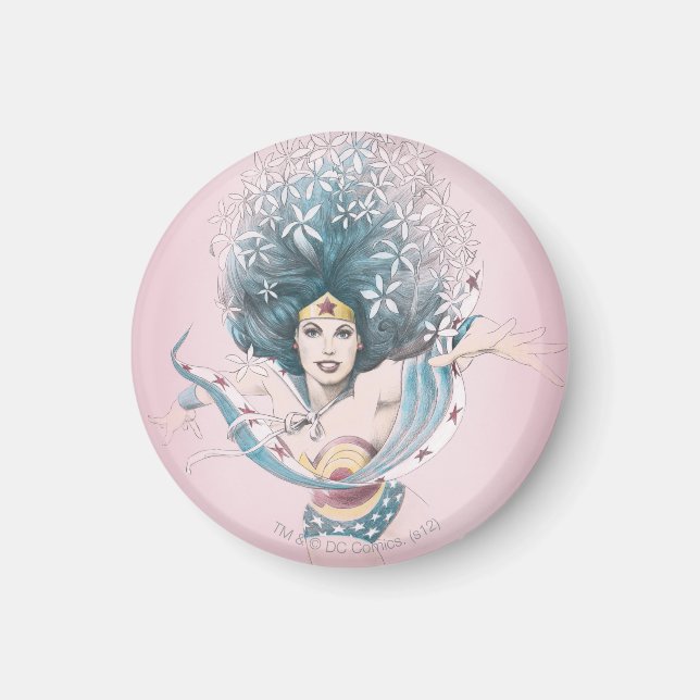 Aimant Wonder Woman and Flowers (Devant)