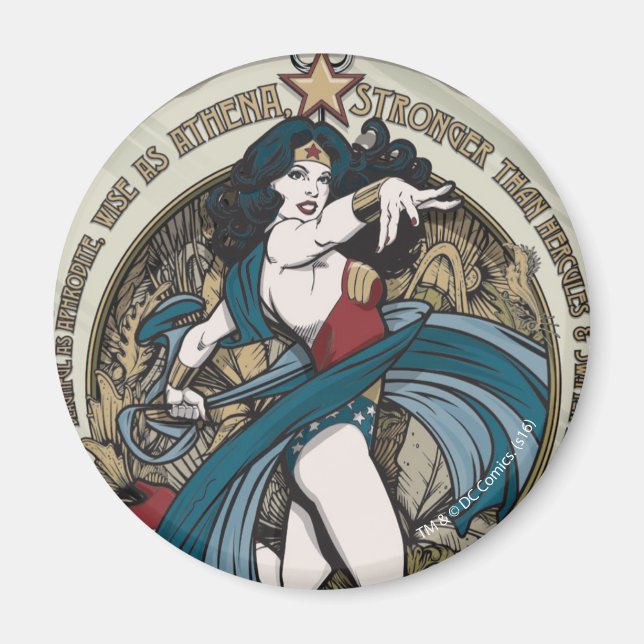Aimant Wonder Woman Art Nouveau Panel (Devant)