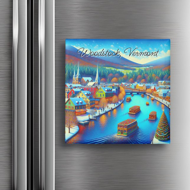 Aimant Woodstock, Vermont à l'heure de Noël (Créateur téléchargé)