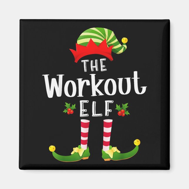 Aimant Workout Christmas Elf Matching Pajama X-mas Party  (Devant)