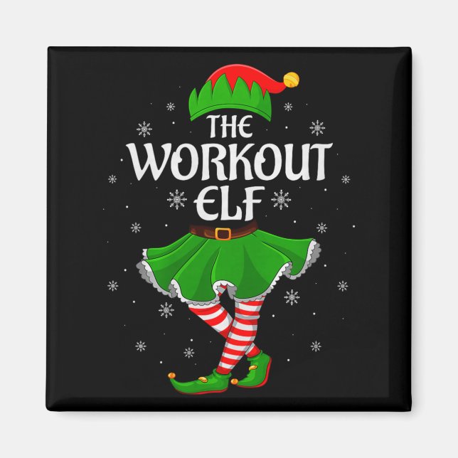 Aimant Workout Elf Christmas Family Girls Women Elf Squad (Devant)