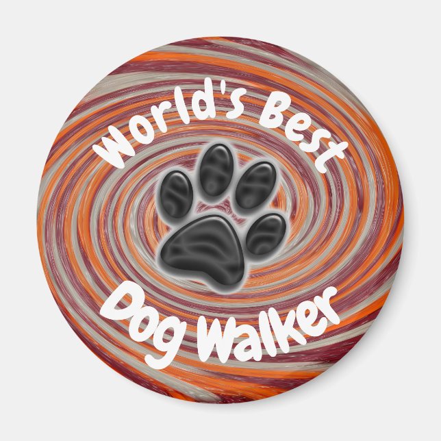 Aimant World Best Dog Walker Super Empreinte de patte Pup (Devant)