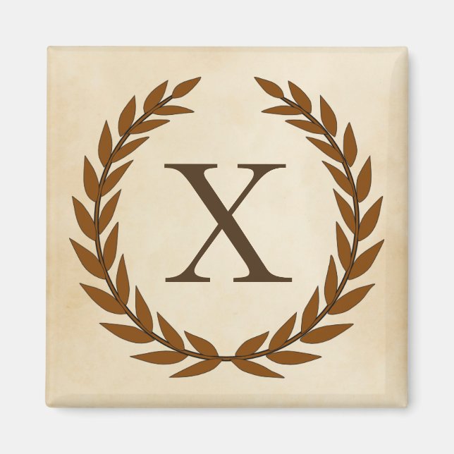 Aimant Wreath Laurel sur le monogramme de parchemin initi (Devant)