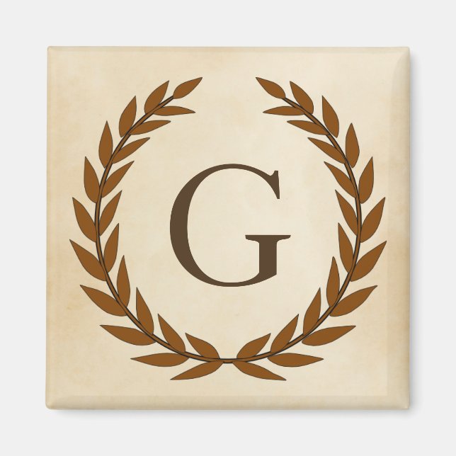 Aimant Wreath Laurel sur le monogramme initial G (Devant)