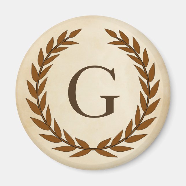 Aimant Wreath Laurel sur le monogramme initial G (Devant)