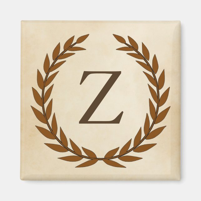 Aimant Wreath Laurel sur Parchemin Monogramme initial Z (Devant)