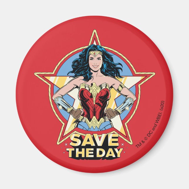 Aimant WW84 | Save the Day Wonder Woman Retro Comic Art (Devant)