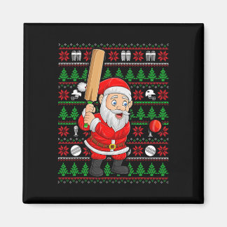 Aimant Xmas Ugly Sweater Style Santa Playing Cricket Chri