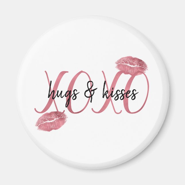 Aimant XOXO Baisers Lèvres roses personnalisées (Devant)