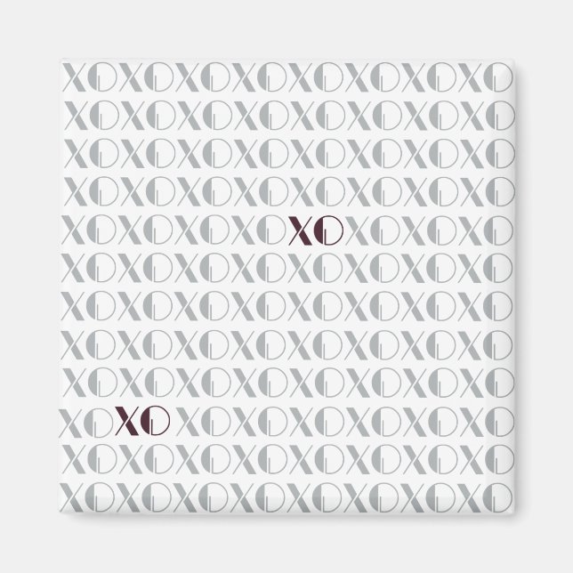 Aimant XOXO gris et rouge (Devant)