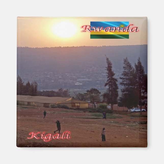 Aimant xRW006 KIGALI, Ruanda par nuit, Afrique (Devant)