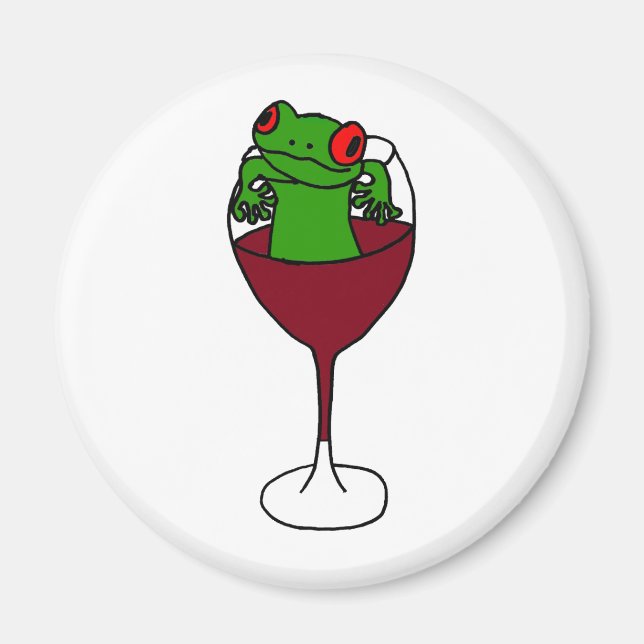 Aimant XX- Grenouille d'arbre en verre de vin (Devant)