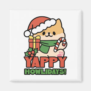 Aimant Yappy Howlidays - Jote Christmas Dog Cartoon