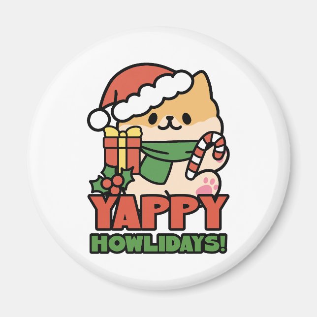 Aimant Yappy Howlidays - Jote Christmas Dog Cartoon (Devant)