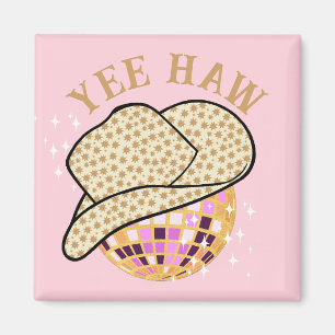 Aimant Yee Haw Pink Gold Cowgirl Disco Rodéo