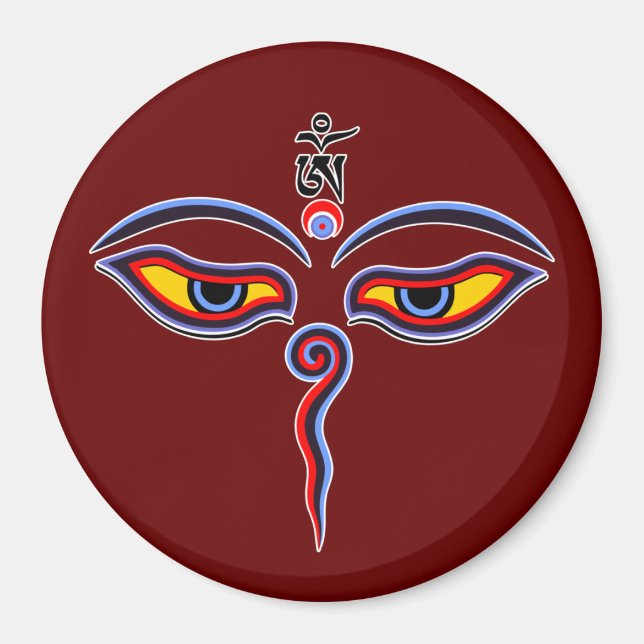 Aimant Yeux de sagesse de Bouddha - Les yeux du temple Bo (Devant)