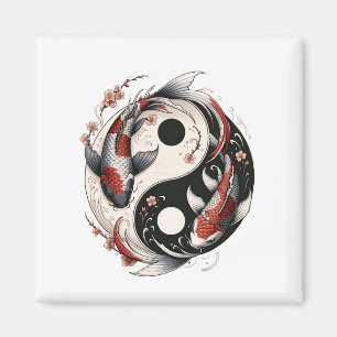 Aimant Yin Et Yang Poisson Japonais Koi