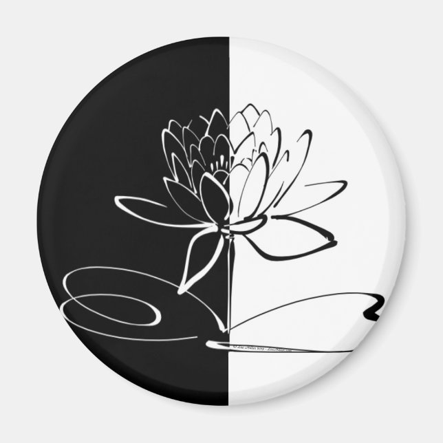 Aimant Yin Yang Black Lotus Blossom (Devant)
