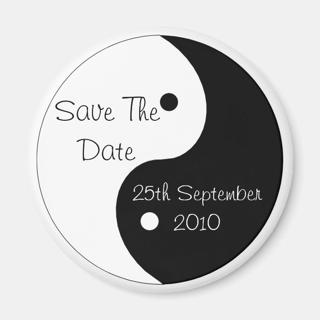 Aimant Yin Yang Enregistrer Le Mariage Date (Devant)