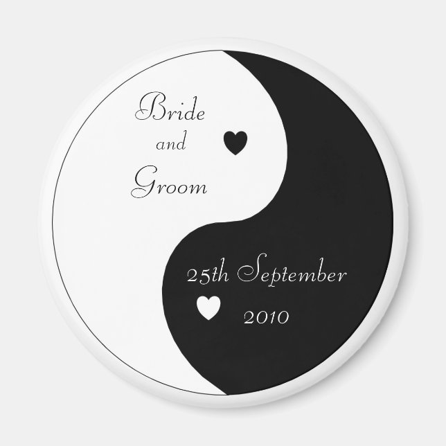 Aimant Yin Yang Heart Enregistrer La Date Mariage (Devant)