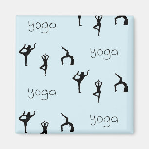 Aimant Yoga pose et texte motif sur bleu