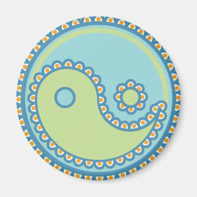 Aimant Yoga Speak Baby : Paisley Yin-Yang (Devant)