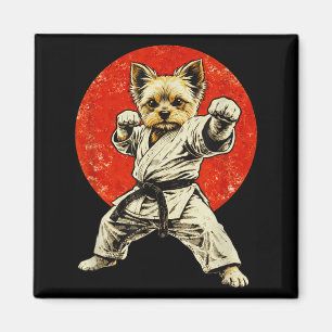 Aimant Yorkie Karate Chien Ceinture Noire Yorkshire Terri