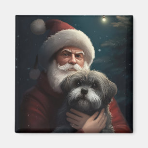 Aimant Yorkipoo avec le Père Noël Festif Noël