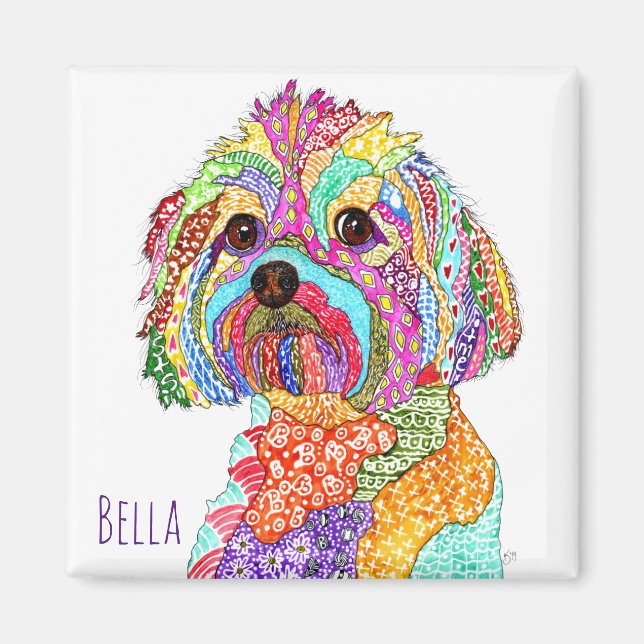 Aimant Yorkipoo mignon et coloré (Devant)