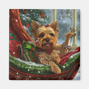 Aimant Yorkshire Terrier Chien Noël Festif