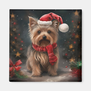Aimant Yorkshire Terrier dans la neige Noël