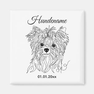 Aimant Yorkshire Terrier dessin en une ligne personnalisa