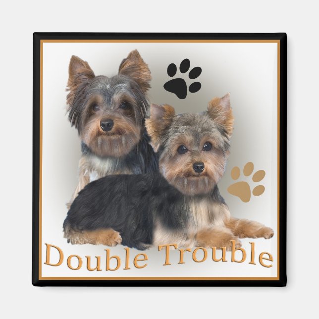 Aimant Yorkshire Terrier Double Trouble Cadeaux (Devant)