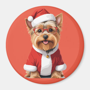 Aimant Yorkshire Terrier En Père Noël Costume Adorable Dr