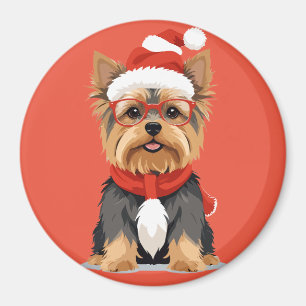 Aimant Yorkshire Terrier En Père Noël Costume Adorable Dr