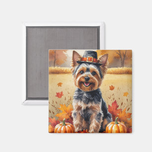 Aimant Yorkshire Terrier Feuilles d'automne Art de Thanks