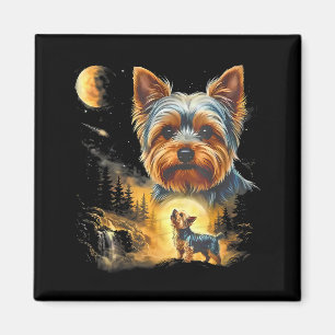Aimant Yorkshire terrier hurle à la lune vintage Yorkshir