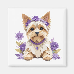 Aimant Yorkshire Terrier Jouer adorable animal amusant mi