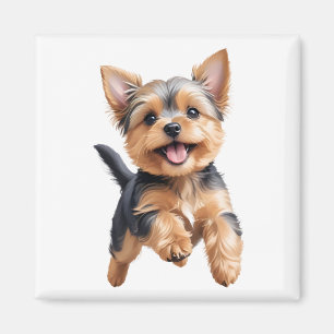 Aimant Yorkshire Terrier Joyeux Jouer Fun Jouer Joyeux