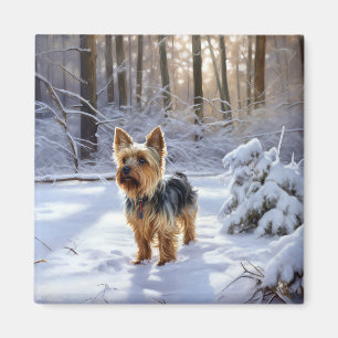 Aimant Yorkshire Terrier Laissez-le Neiger Noël
