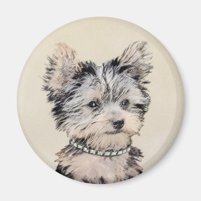 Aimant Yorkshire Terrier Puppy Peinture Chien original (Devant)