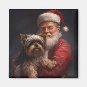 Aimant Yorkshire Terrier Santa Claus Festive Noël