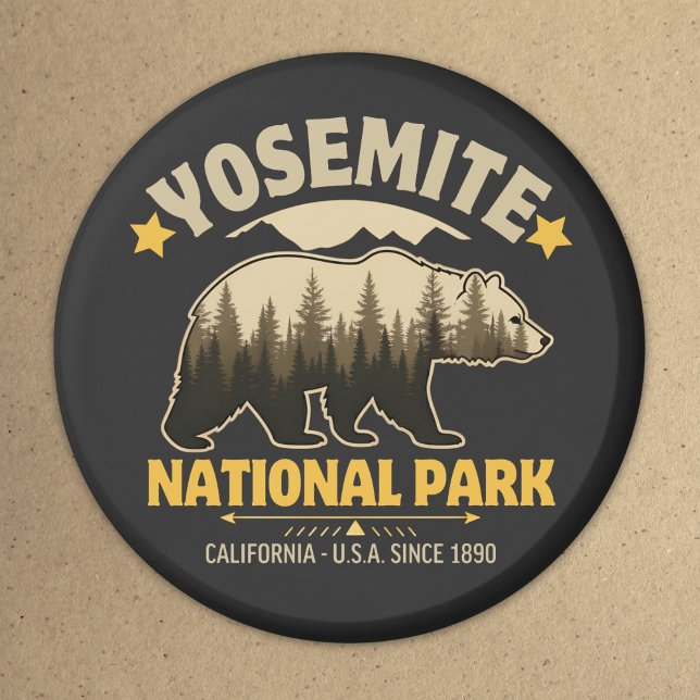 Aimant Yosemite National Park Vintage Bear (Créateur téléchargé)