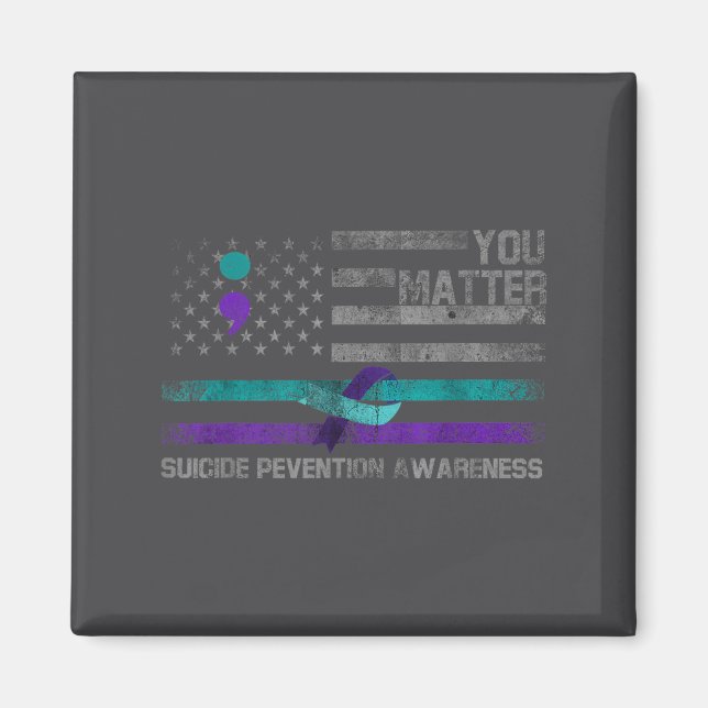 Aimant You American Flag Suicide Prevention Awareness  (Devant)