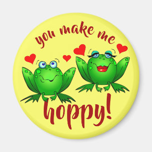 Aimant You Make Me Hoppy Cute Fun Romantic Frogs in Love