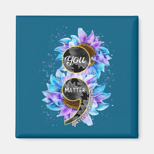 Aimant You Suicide Prevention Awareness Semicolon Sunflow (Devant)