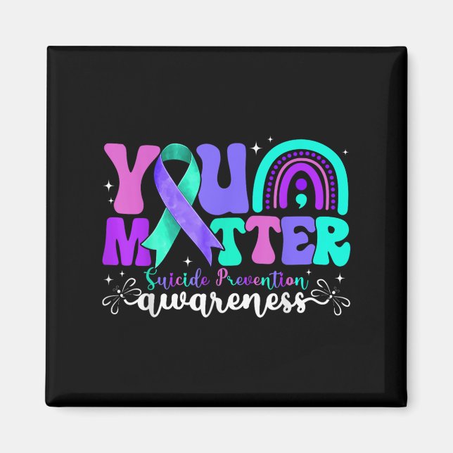 Aimant You Suicide Prevention Awareness Teal &amp; Purple (Devant)
