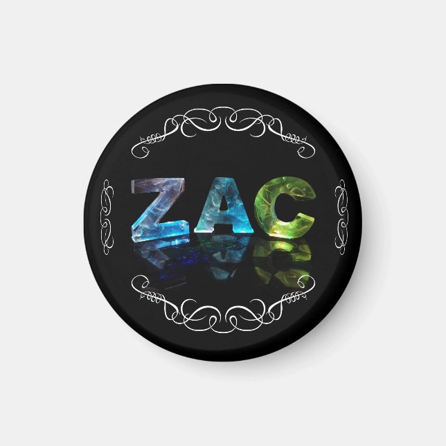 Aimant Zac - Le nom Zac en lumières 3D (Photo) (Devant)